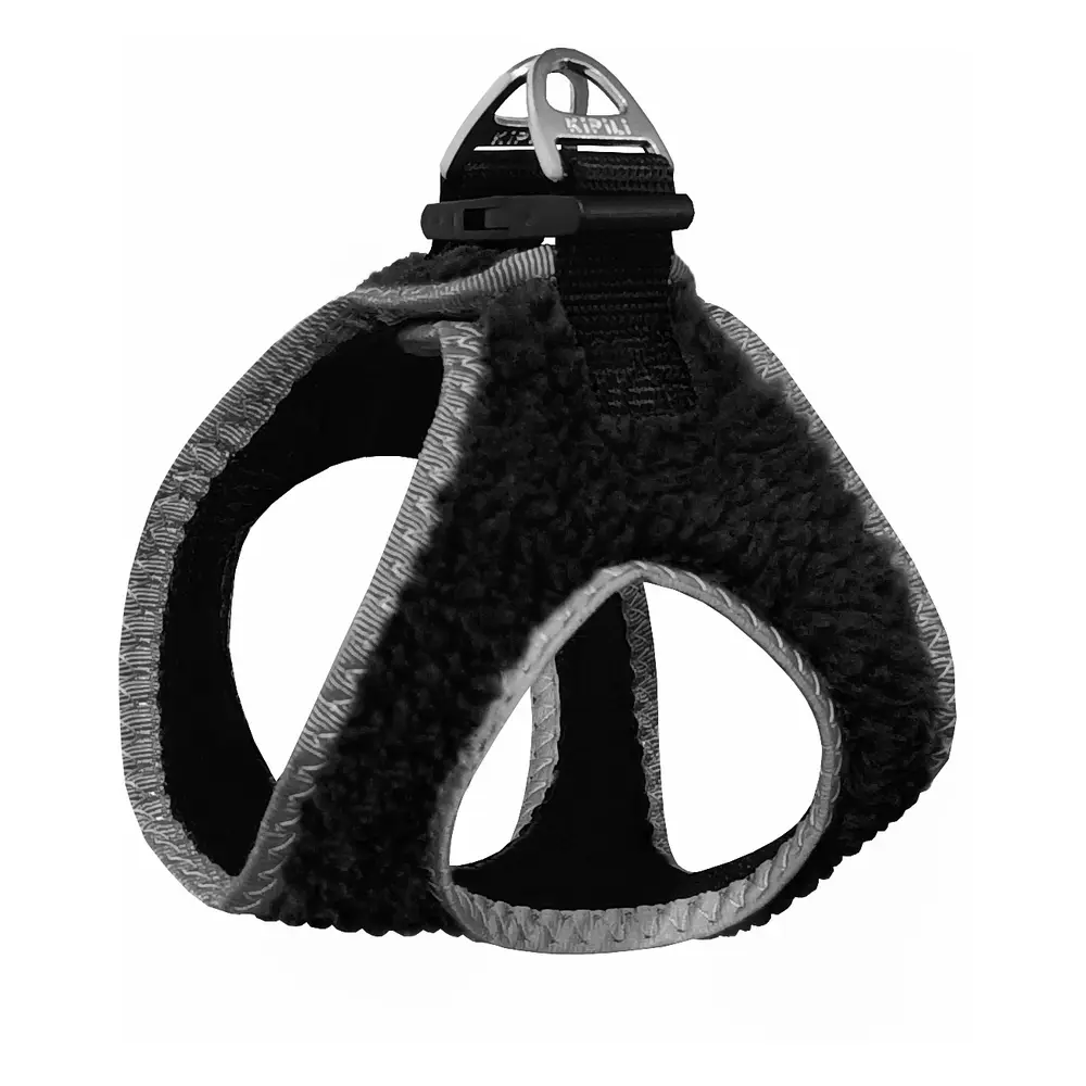 Üç Kilitli Kürklü Kedi Köpek Göğüs Tasması 32-40 cm Medium Siyah 3