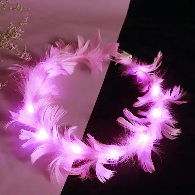 Led Işıklı Rengarenk Yanan 3 Fonksiyonlu Otrişli Parti Tacı Pembe Renk 12x12 cm 3