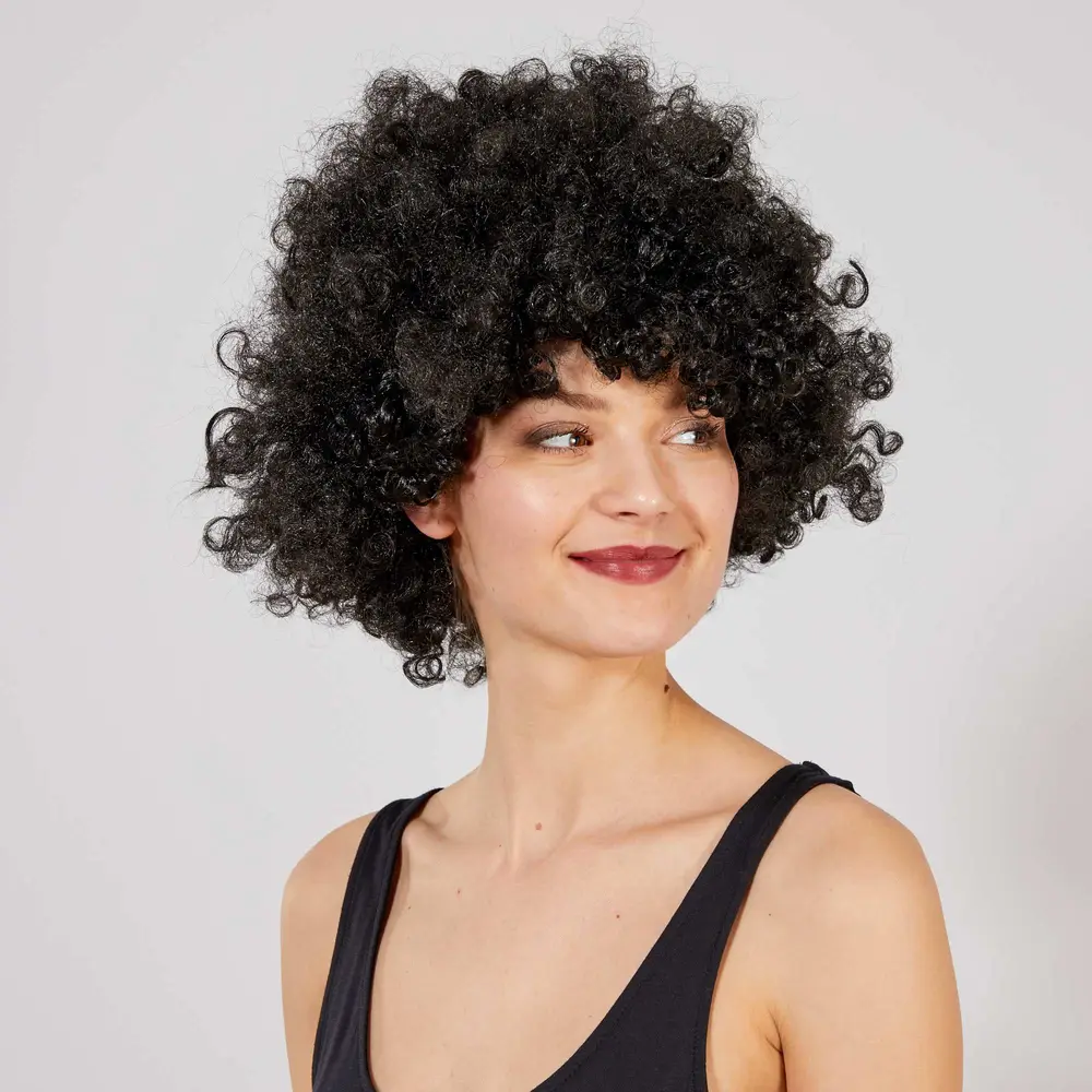Siyah Renk Kıvırcık Afro Bonus Peruk 2