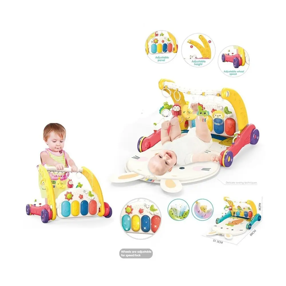 BIB6016- Vardem Piyanolu Bebek Yürüteci ve Tşan Desenli Kırmızı Oyun Halısı 2 in 1 3