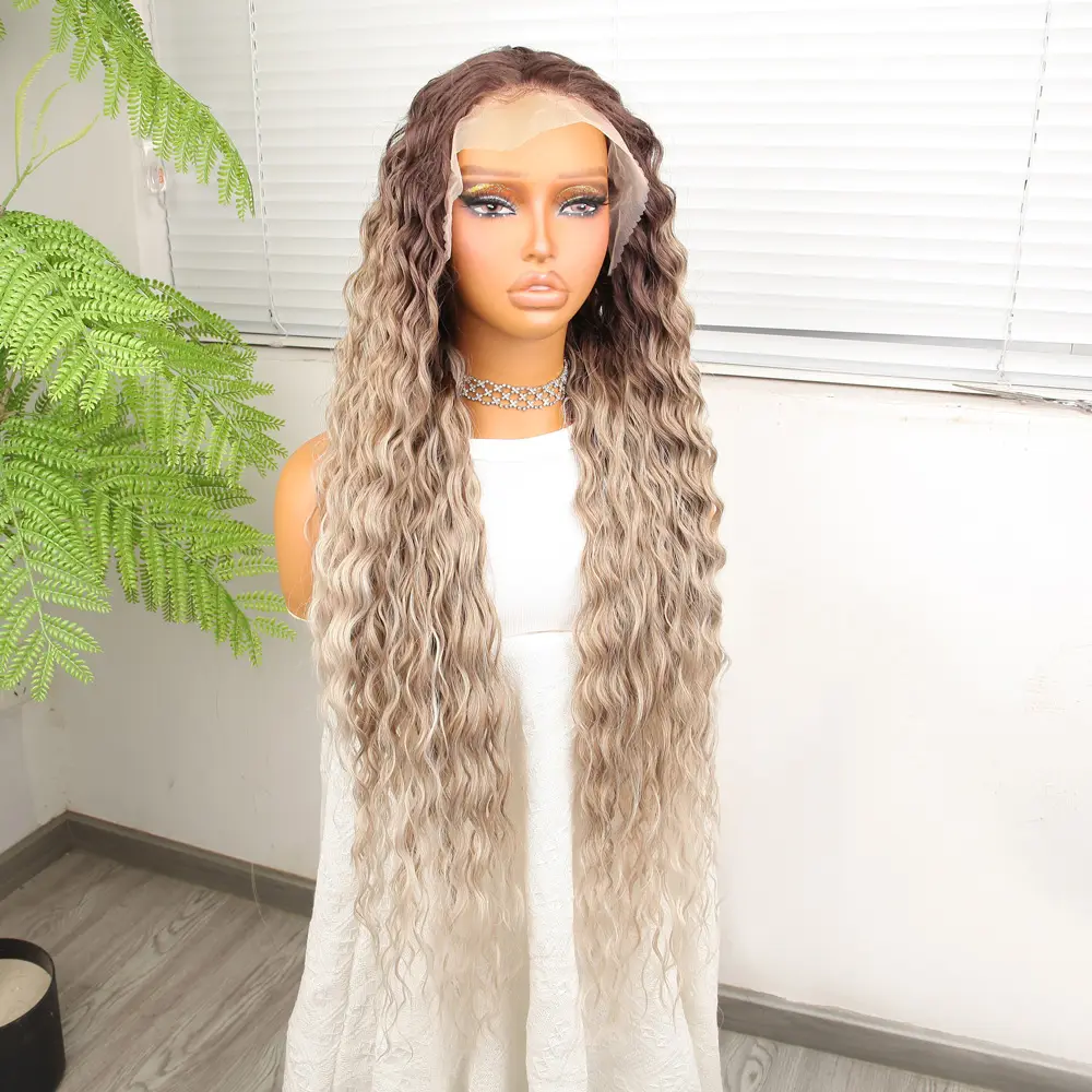 Kumral Beyaz Platin Ombre ve Röfleli Fiber Sen Tül Peruk 3