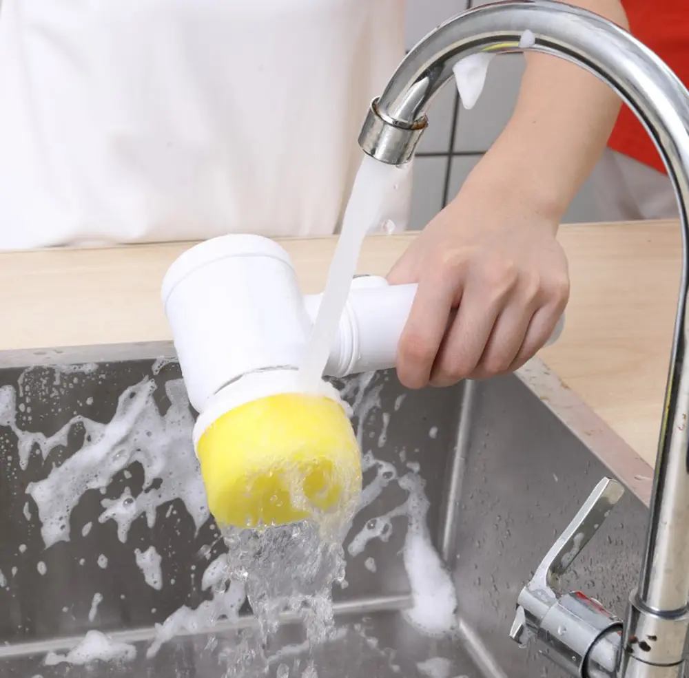 Magic Brush 5 in 1 Kablosuz Şarjlı Temizlik Fırçası | Çok Amaçlı Döner Başlıklı Elektrikli Banyo, Mutfak ve Fayans Temizleme Seti 3