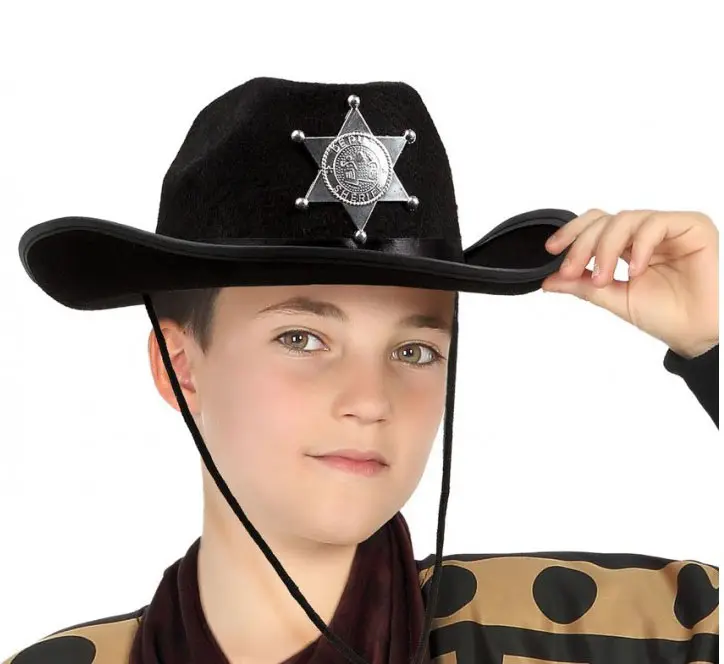 Çuk Kovboy Şapkası Sheriff Şapkası Siyah Renk 2