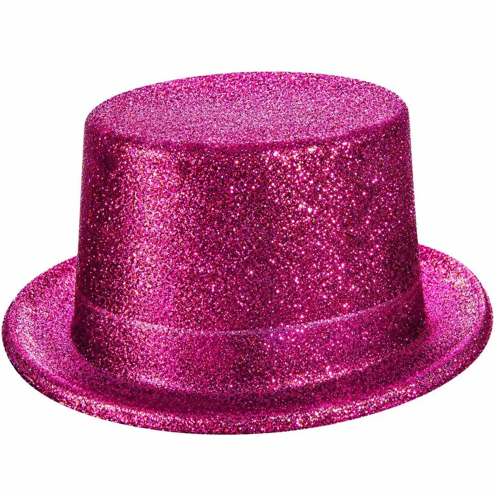 Fuşya Simli Glitter Silindir Parti Şapkası