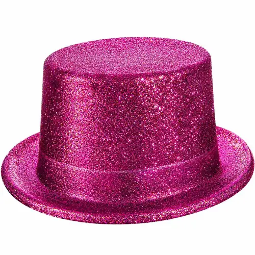 Fuşya Simli Glitter Silindir Parti Şapkası