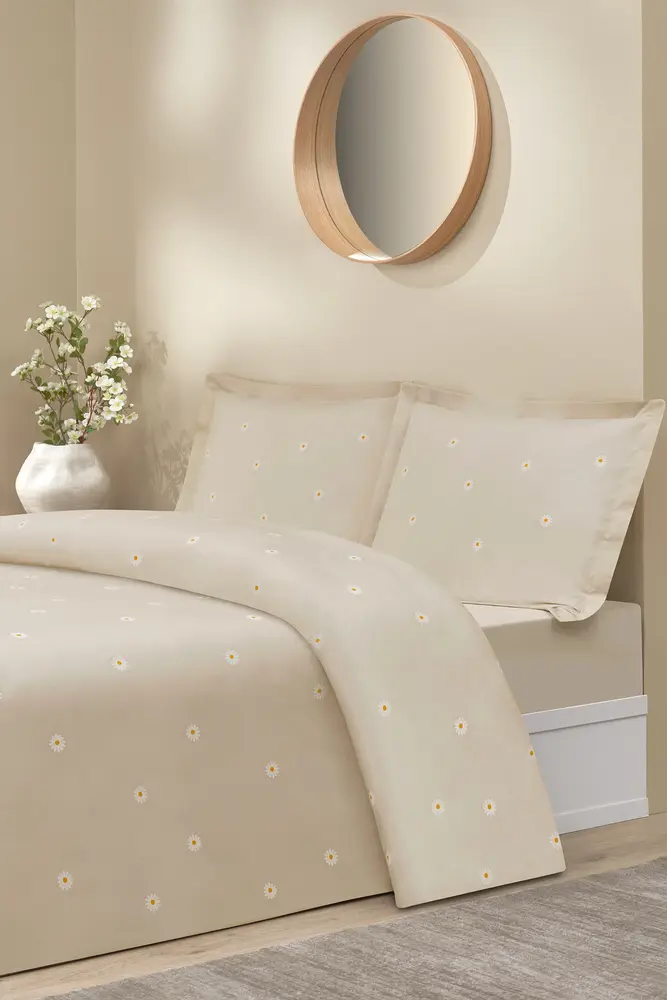 Özdilek Çift Kişilik Ranforce Nevresim Takımı Daisy Pure Bej 3