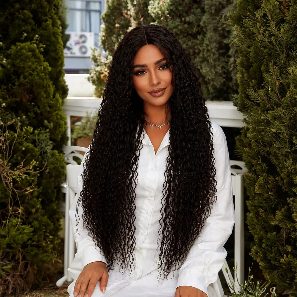 Afro Daa Fiber Sen Tül Peruk / Koyu Kestane 5