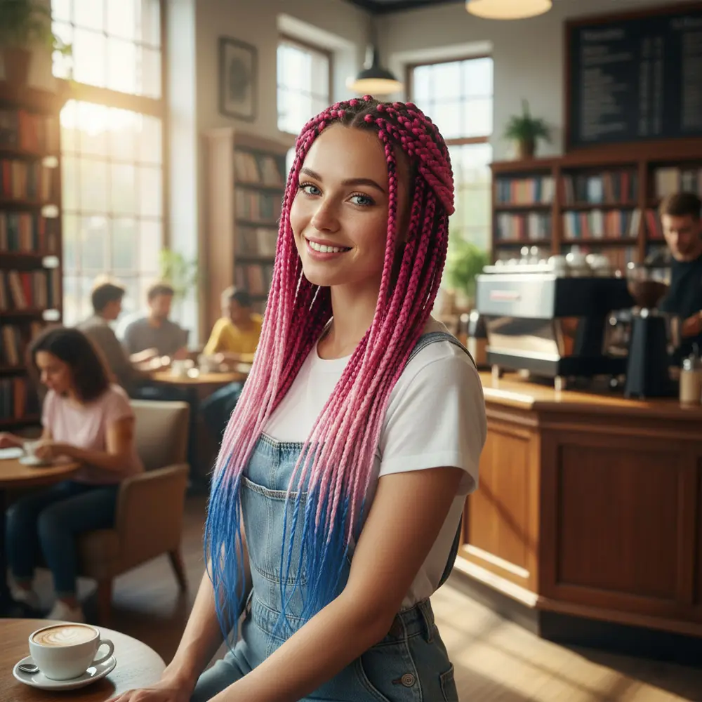 Afrika Örgüsü Ve Rasta İçin Sen Ombreli / Koyu Pembe / Açık Pembe / Mi 2
