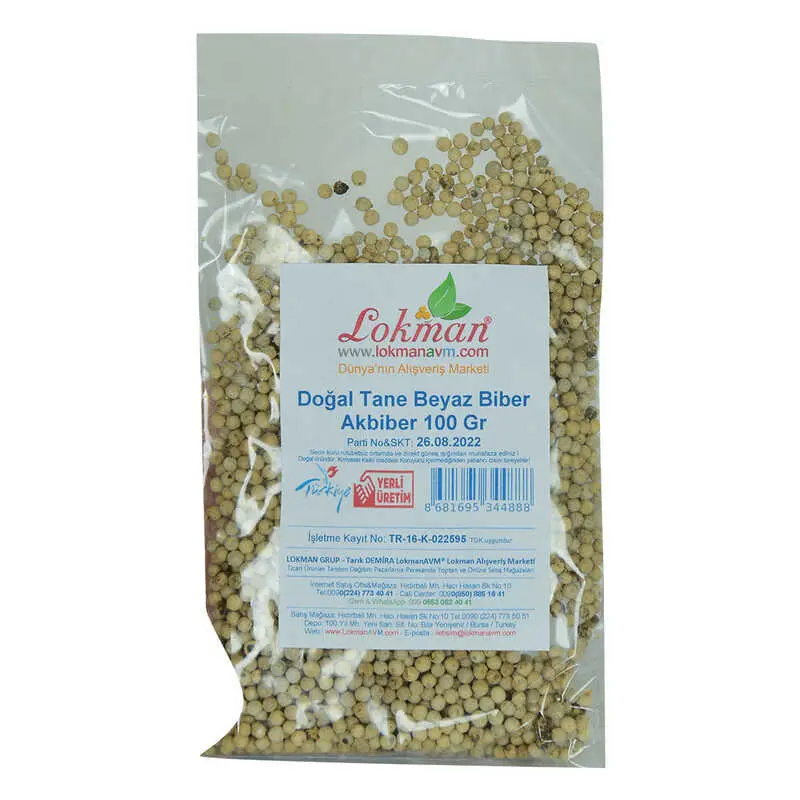 Doğal Tane Akbiber Beyaz Biber Beyaz Karabiber 100 Gr Paket 3