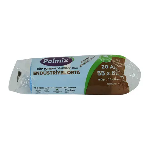 Torbası Orta Boy 55x60Cm 150Gr 25Mikron 30Lt Mi Rulo 20 Adet