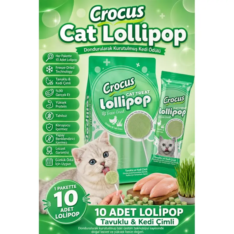 Crus Tuklu Ve Kedi Çimli Kedi Lolipop 10 lu paket ( 10x1,4 gr ) 3