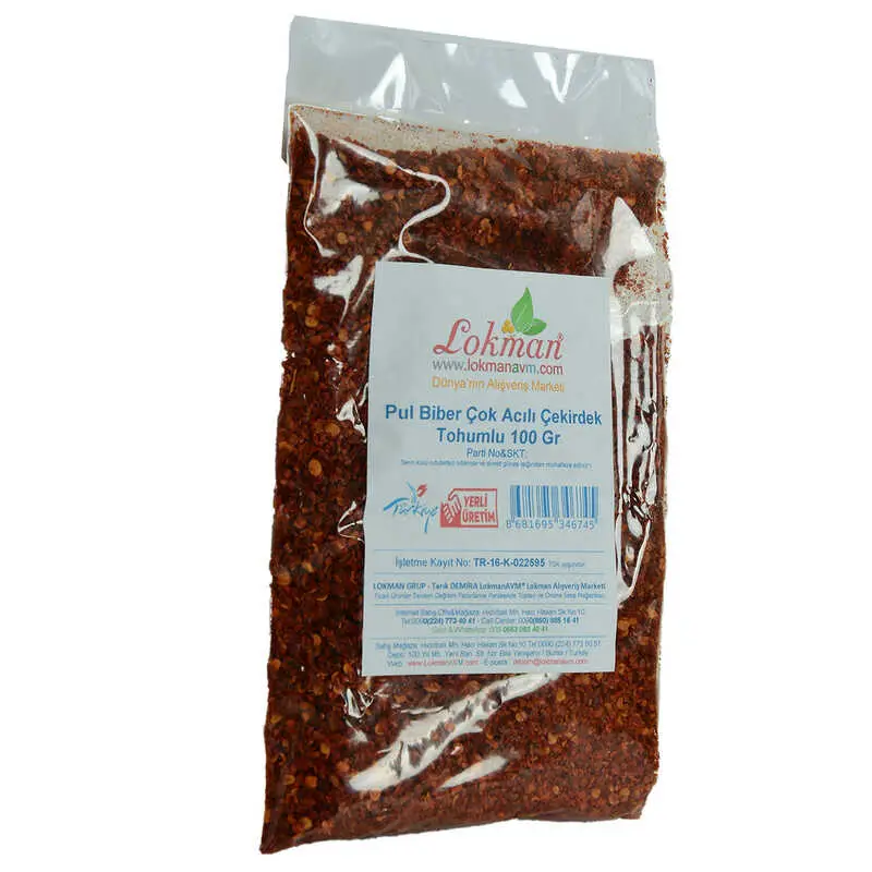 Pul Biber Çok Acılı Çekirdek lu 100 Gr Paket 4