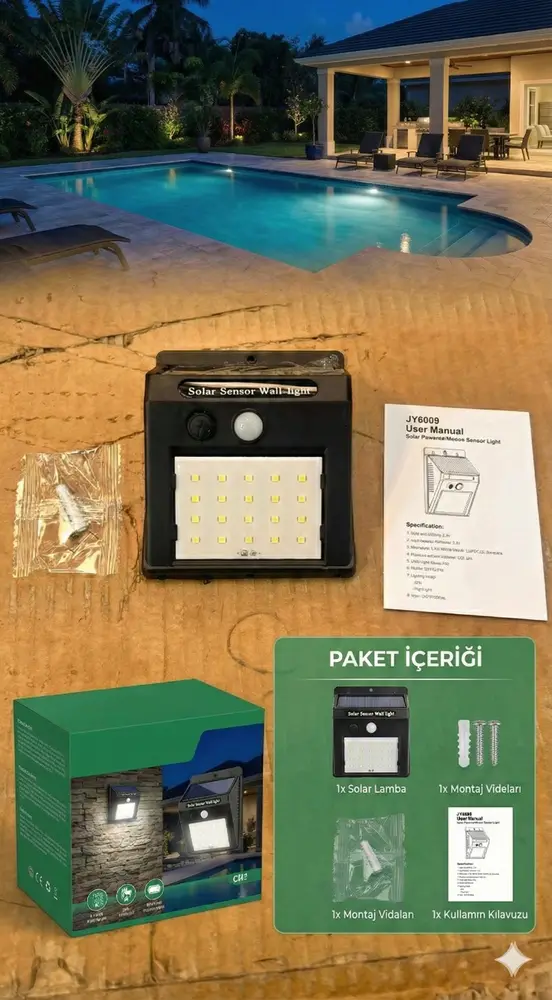 20 Ledli Hareket Sensörlü Dış Mekan Solar Lamba 3