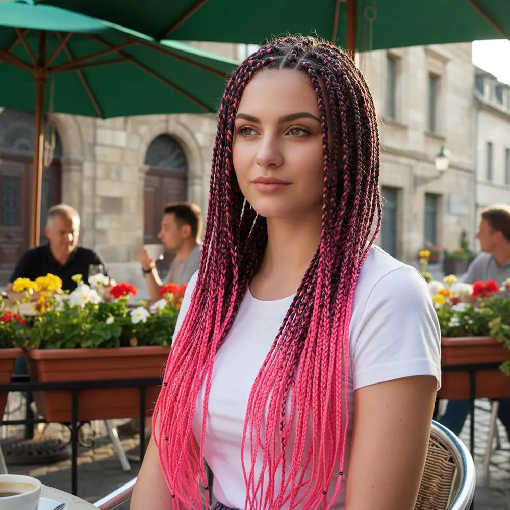 Afrika Örgüsü Ve Rasta İçin Sen Ombreli / Siyah / Neon Pembe 2