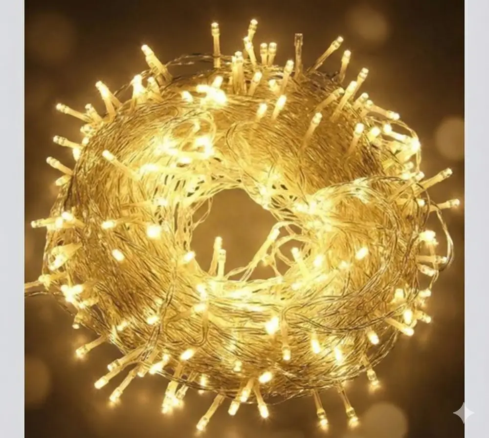 Yılbaşı Aydınlatması 100 LED Perde Hortum Sıcak Beyaz Işık - 10 Metre Dekoratif Şeffaf Kablolu Süs 2