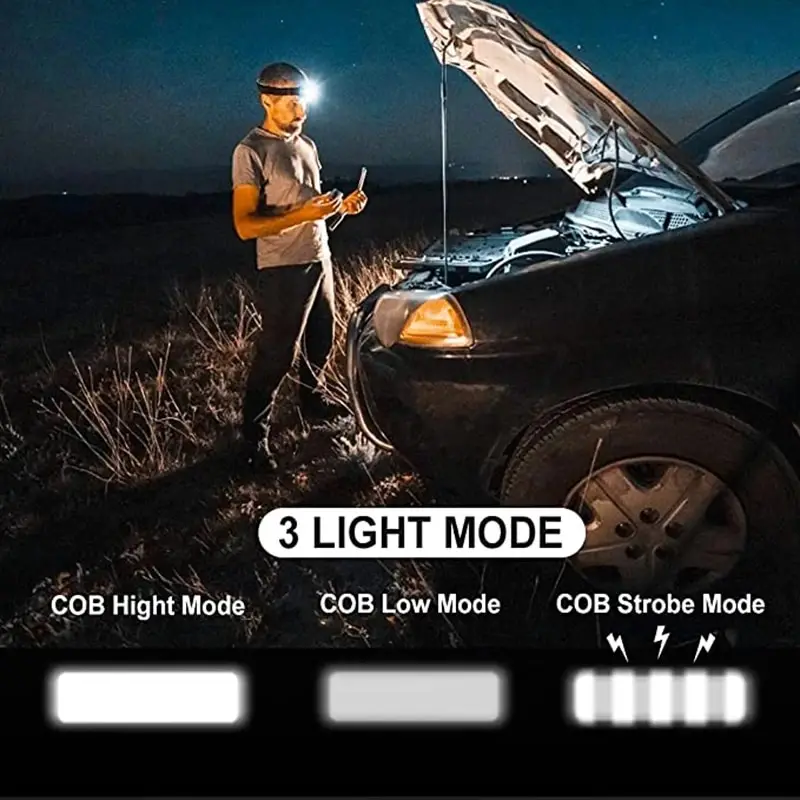 PS-T89 Mini Pilli COB LED 3 Mod Su Geçirmez Kafa Feneri Lambası 3