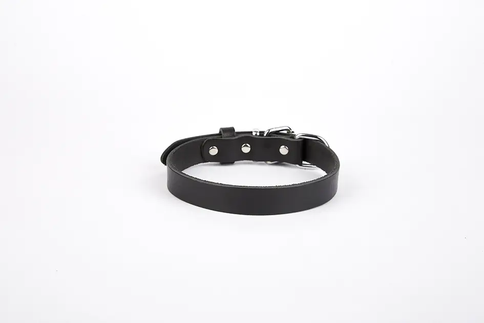 Deri El Yapımı Köpek Boyun Tasması 1,5x20-26 cm Siyah