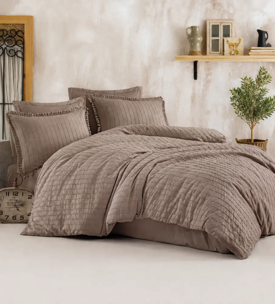 Butik Nevresim Takımı Çift Kişilik Estina V3 Bej