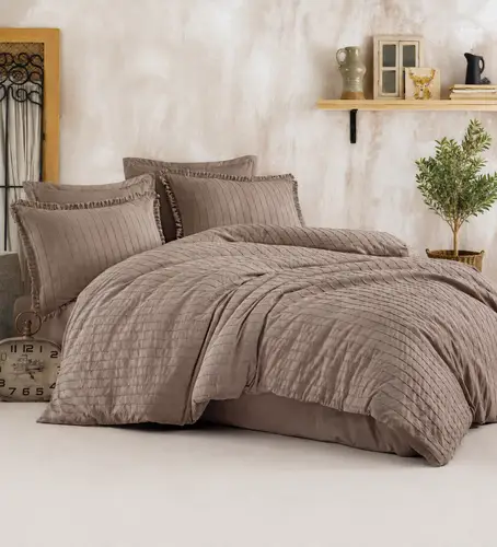 Butik Nevresim Takımı Çift Kişilik Estina V3 Bej