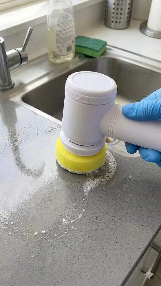 Magic Brush 5 in 1 Kablosuz Şarjlı Temizlik Fırçası | Çok Amaçlı Döner Başlıklı Elektrikli Banyo, Mutfak ve Fayans Temizleme Seti 4