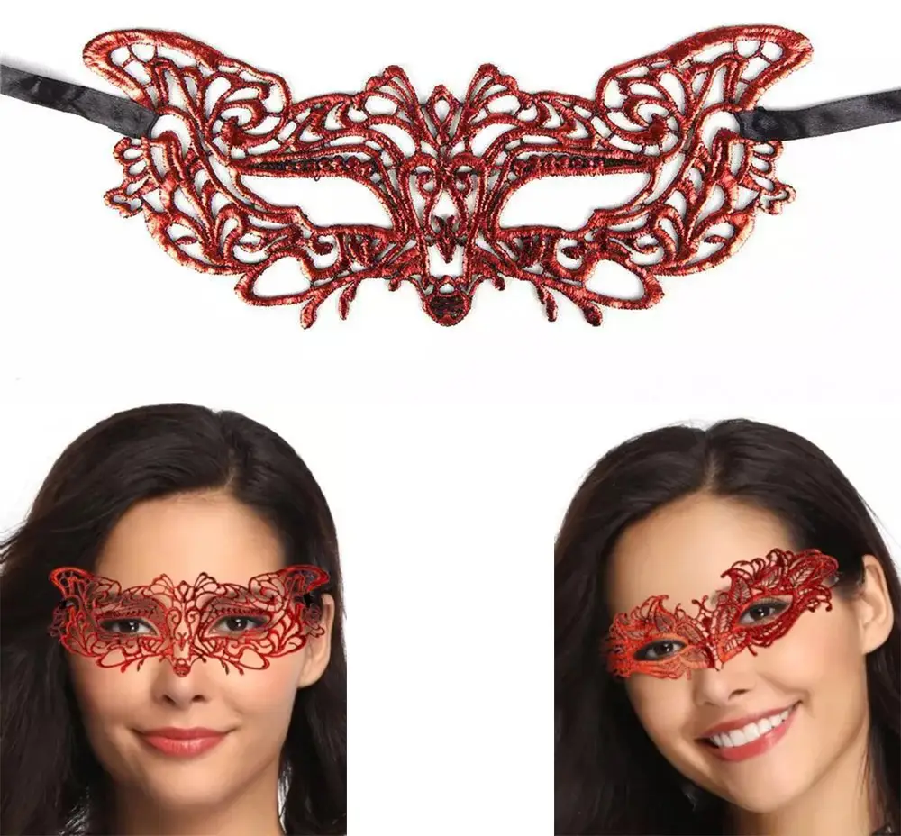 Kırmızı Dantel Masquerade Maskesi 9 No 2