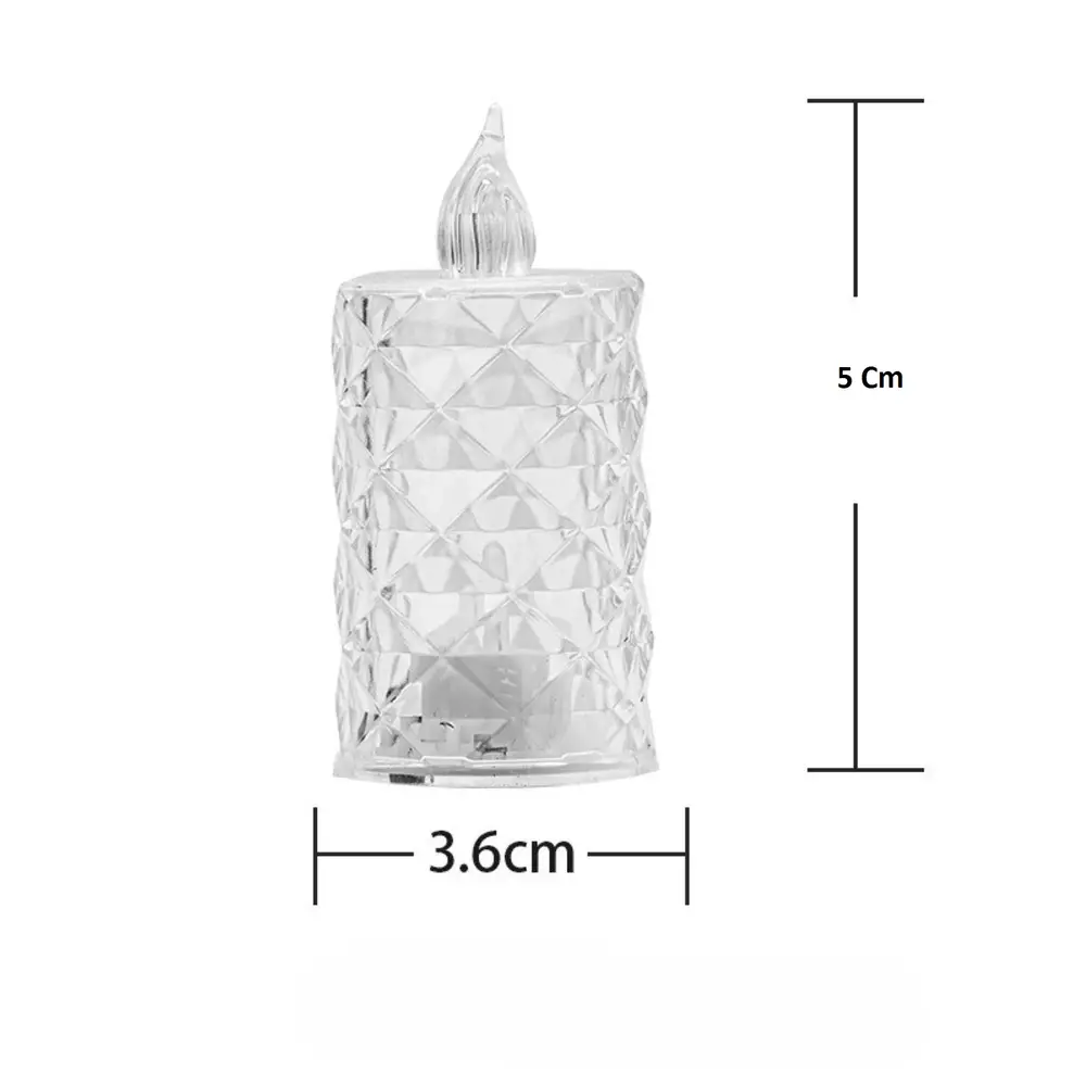 Led Mum Şeffaf Kristal LED Mum Pilli Alevsiz Çay Mumu Düğün Doğum Günü Ortam Işığı Mini 3