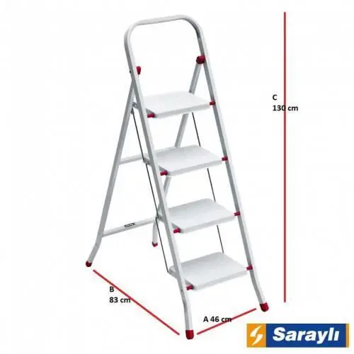 Saraylı Pratik Metal Merdiven Beyaz 4 Basamaklı 2