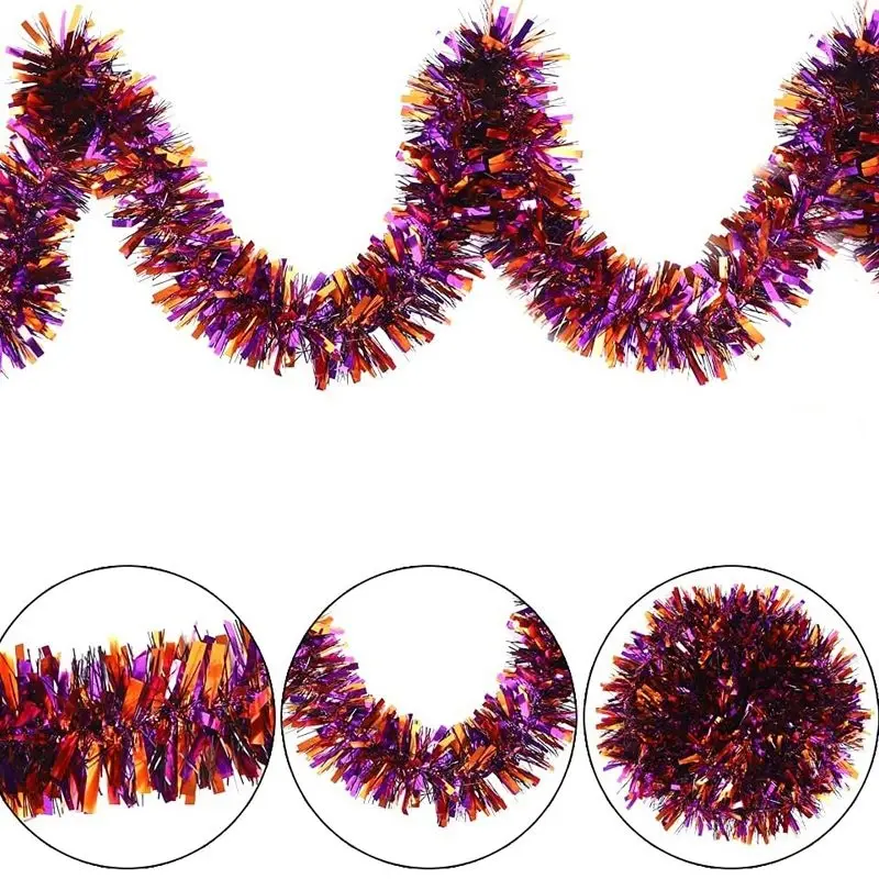 Mor Tcu Renk 4 cm Genişlik Garland Çift Renk Sim Süs 180 cm 3