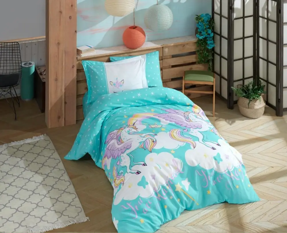 Tek Kişilik Poplin Nevresim Takımı Magical Aqua