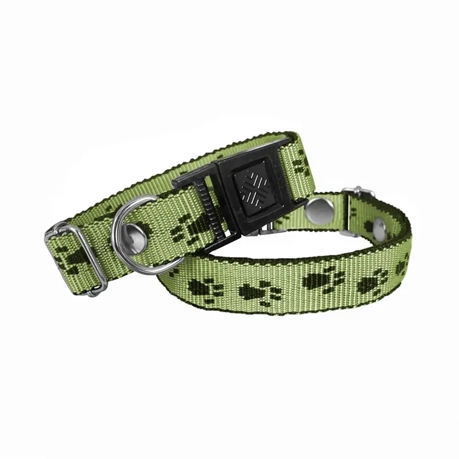 Köpek Tasması Patili Dokuma 2 cm - Min: 30 cm - Max: 50 cm Yeşil