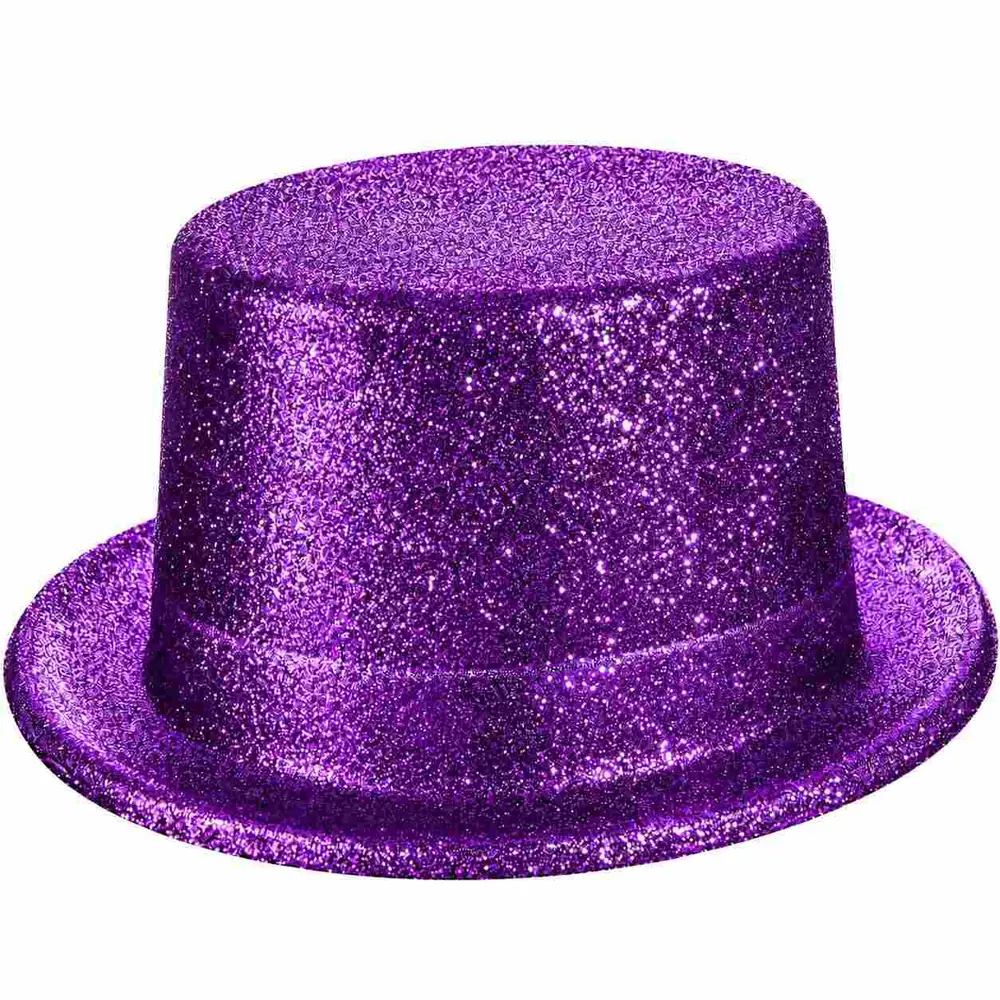 Mor Simli Glitter Silindir Parti Şapkası