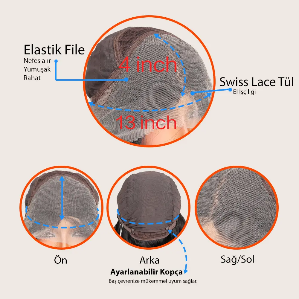 Siyah Ekstra Uzun Fiber Sen Daalı Tül Peruk