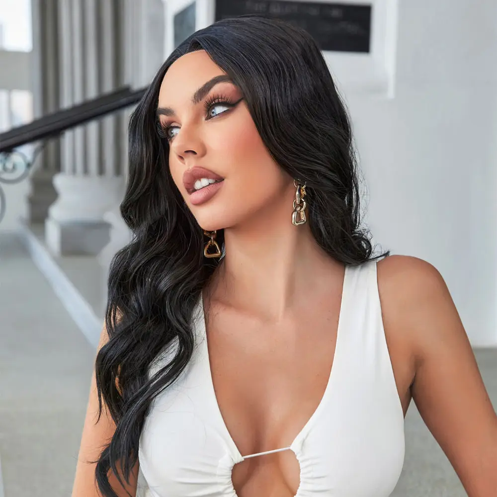 Siyah Su Daalı Uzun Boy Tül Peruk 3
