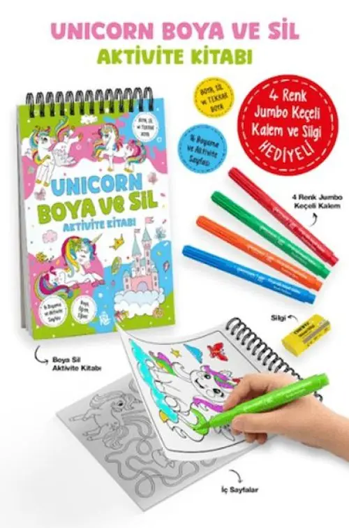 Unicorn - Boya ve Sil Aktivite Kitabı / 3 Yaş +
