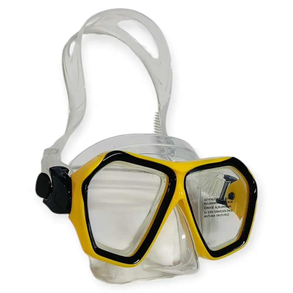 red Camlı Premium Dalış Maskesi ve Snorkel Yetişkin - Sarı - 1 ADET 5