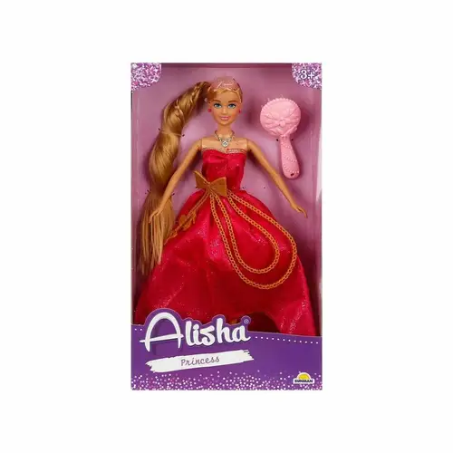 0835 SUN-RST-SIS-MNK Alisha Prenses Uzun lı Aksesuarlı Bebek Set 29 cm 3renk -Sunman