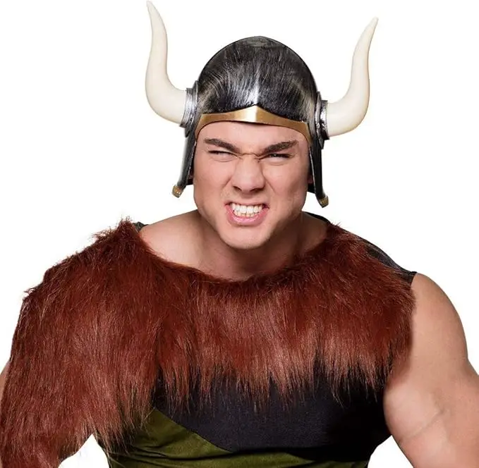Mega Boynuzlu Viking Ivar Kaskı Eskitilmiş Desen Gümüş Renk 2