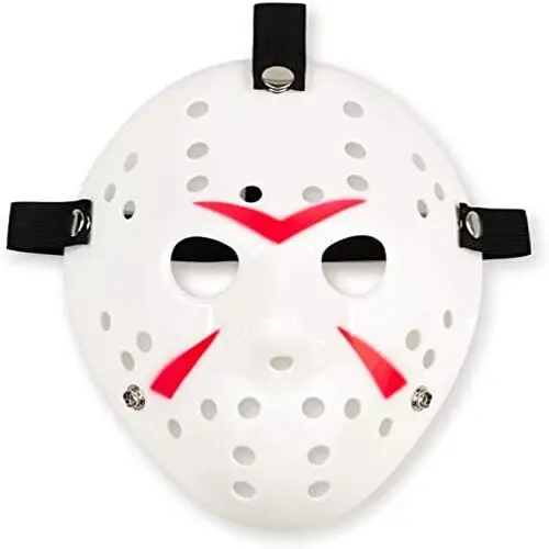 Beyaz Renk Kırmızı Çizgili Tam Yüz Hokey Jason Maskesi Hannibal Maskesi 3