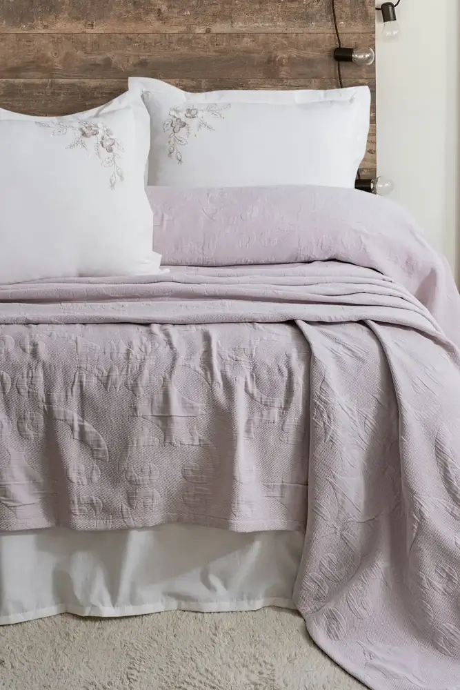 Şaheser Home Collection Yatak Örtüsü Seti Çift Kişilik Derek Lila 2