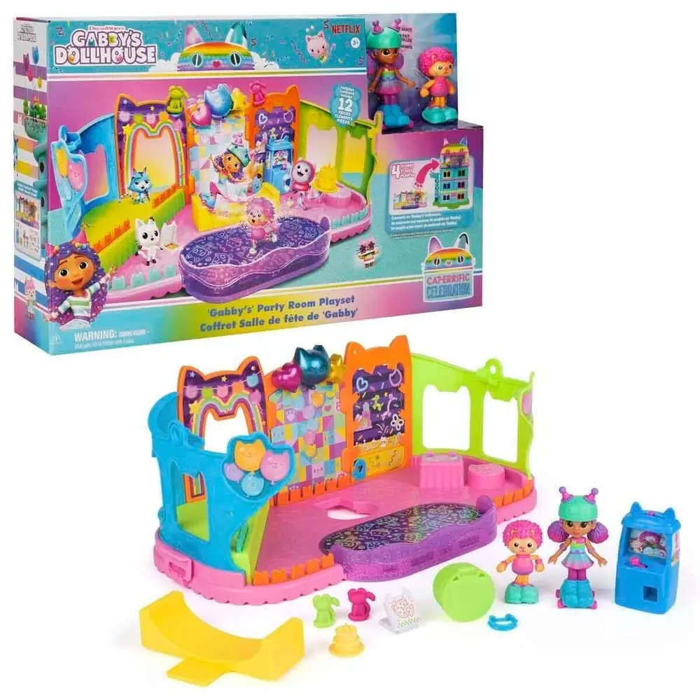 69755 SUN-SPM-FİGÜR OYUN SET GABBY S DOLLHOUSE ÇATI KATI PATEN PARTİSİ 2