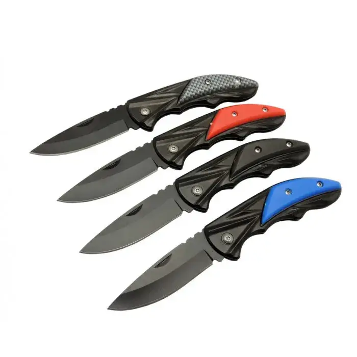 Klipsli 4 lü Set Metal 16 cm Kamp / Outdoor Çakı - Yarı Otomatik, Kemerlikli, Kutulu