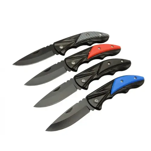 Klipsli 4 lü Set Metal 16 cm Kamp / Outdoor Çakı - Yarı Otomatik, Kemerlikli, Kutulu