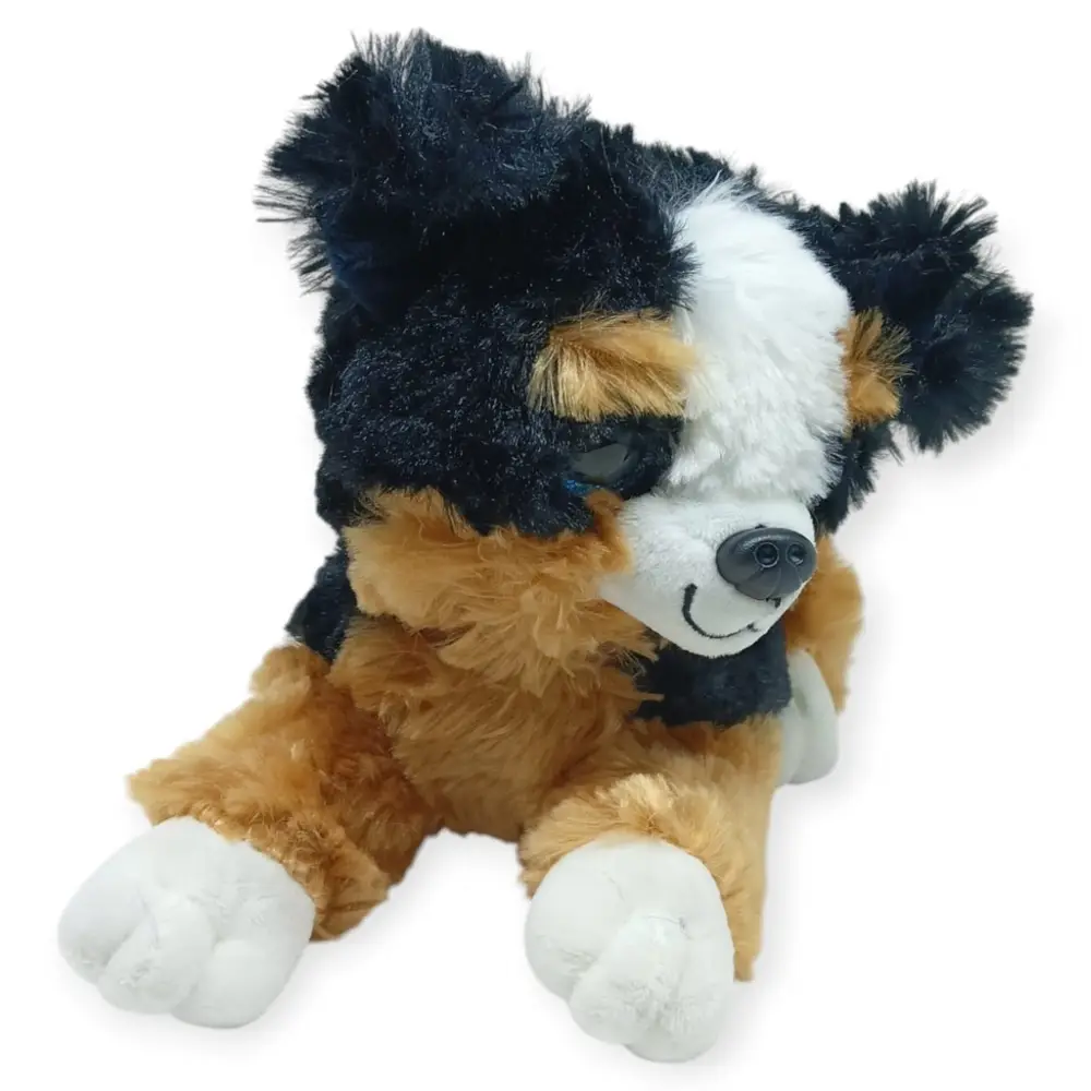 Sesli Peluş Yatan Köpek 25 cm - Siyah Kahve - 1 ADET 2