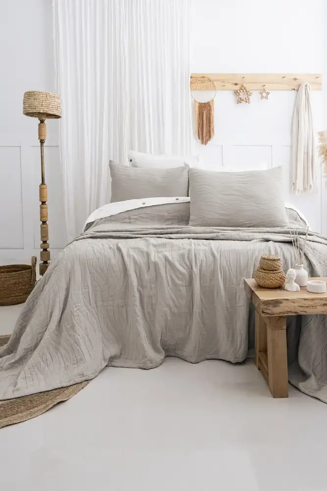 Şaheser Home Collection Yatak Örtüsü Çift Kişilik Janna Bej