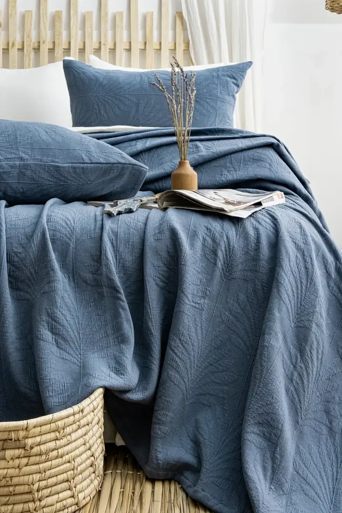 Şaheser Home Collection Yatak Örtüsü Çift Kişilik Silvia İndigo 2