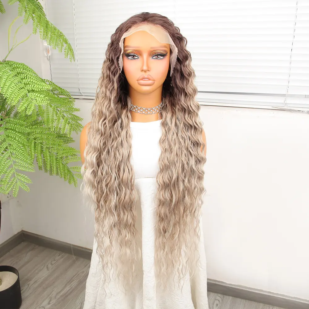 Kumral Beyaz Platin Ombre ve Röfleli Fiber Sen Tül Peruk 2