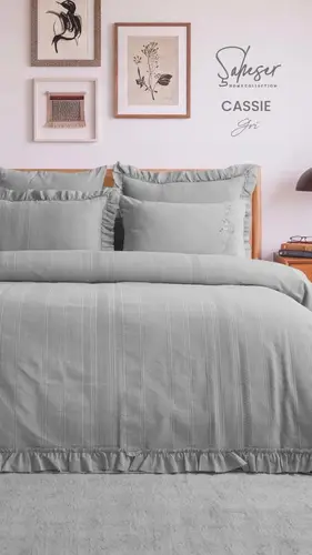 Şaheser Home Collection Yatak Örtüsü Çift Kişilik Cassie Gri