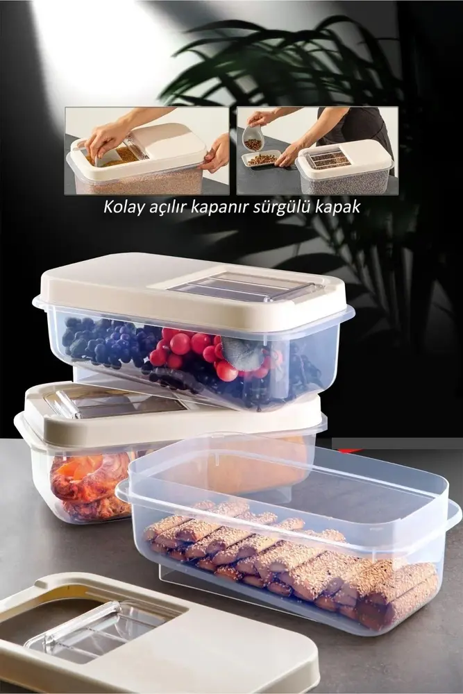 Sürü Kapaklı 5 LT Erzak Bakliyat Un Şeker Saklama Kabı 2