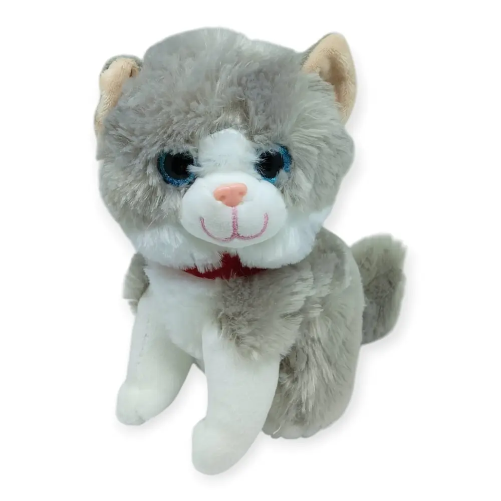 Sesli Peluş Kedi 25 cm - Gri - 1 ADET