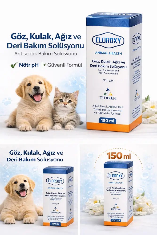 Cloroxy Kedi Köpek Göz Kulak Ağız ve Deri Bakım Solüsyonu 150 ml – Antiseptik Bakım Solüsyonu 4